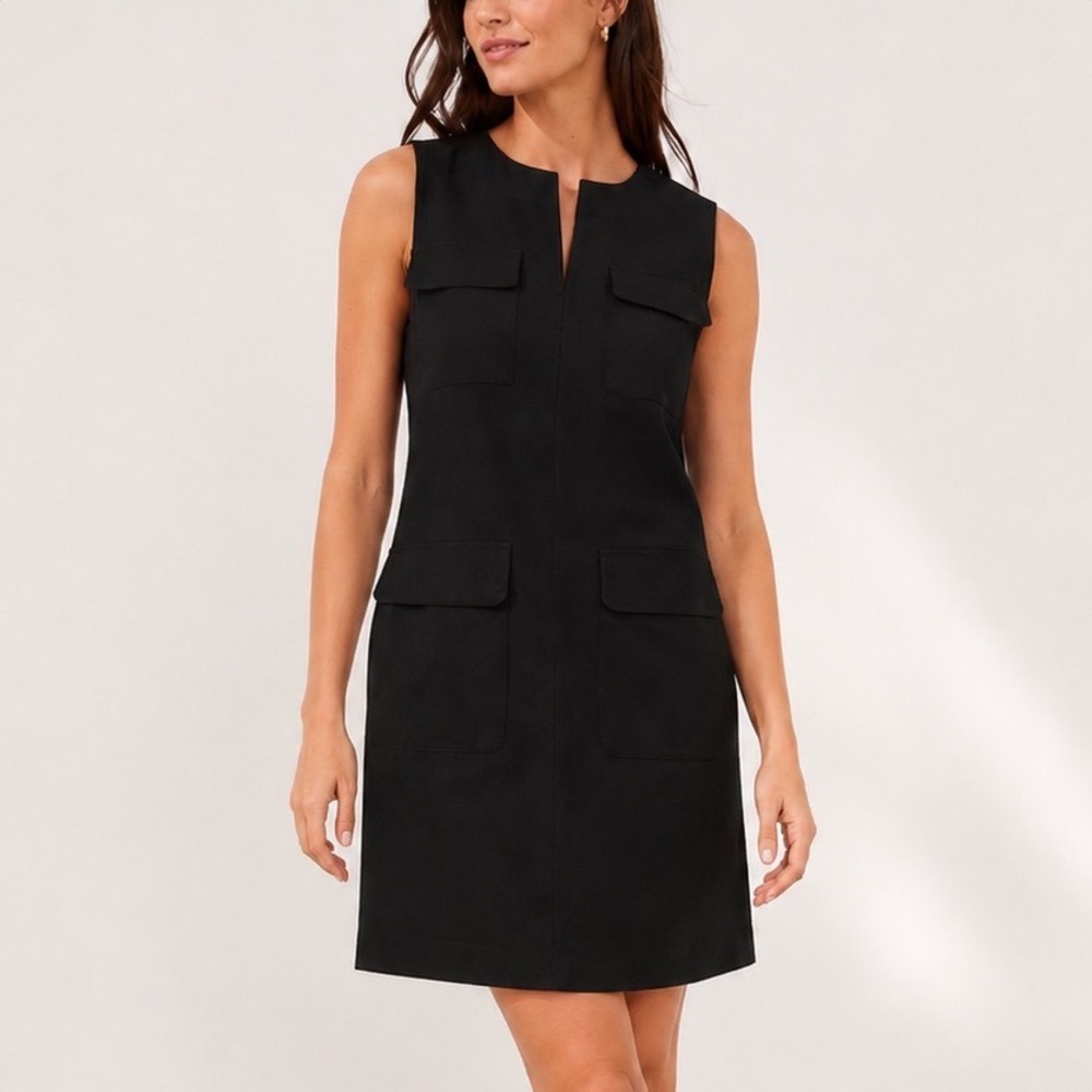 Tuckernuck Sydney Shift Dress Womens XS‎ Black Utility Sleeveless Classic New